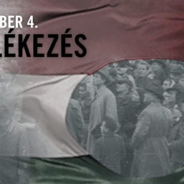 1956. november 4. – Az Emlékezés Napja – Félárbócon a nemzeti lobogó a Parlament előtt